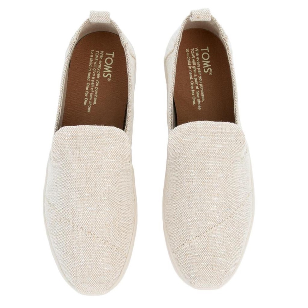 TOMs natural metallic linen women's deconstructed